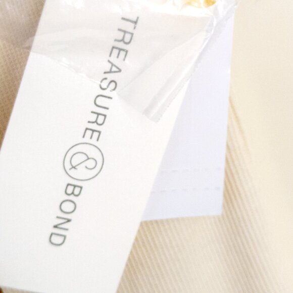 TREASURE & BOND Button Front Rib Dress In Ivory Dove Womens Sz. Small V-Neck NWT - Picture 5 of 5